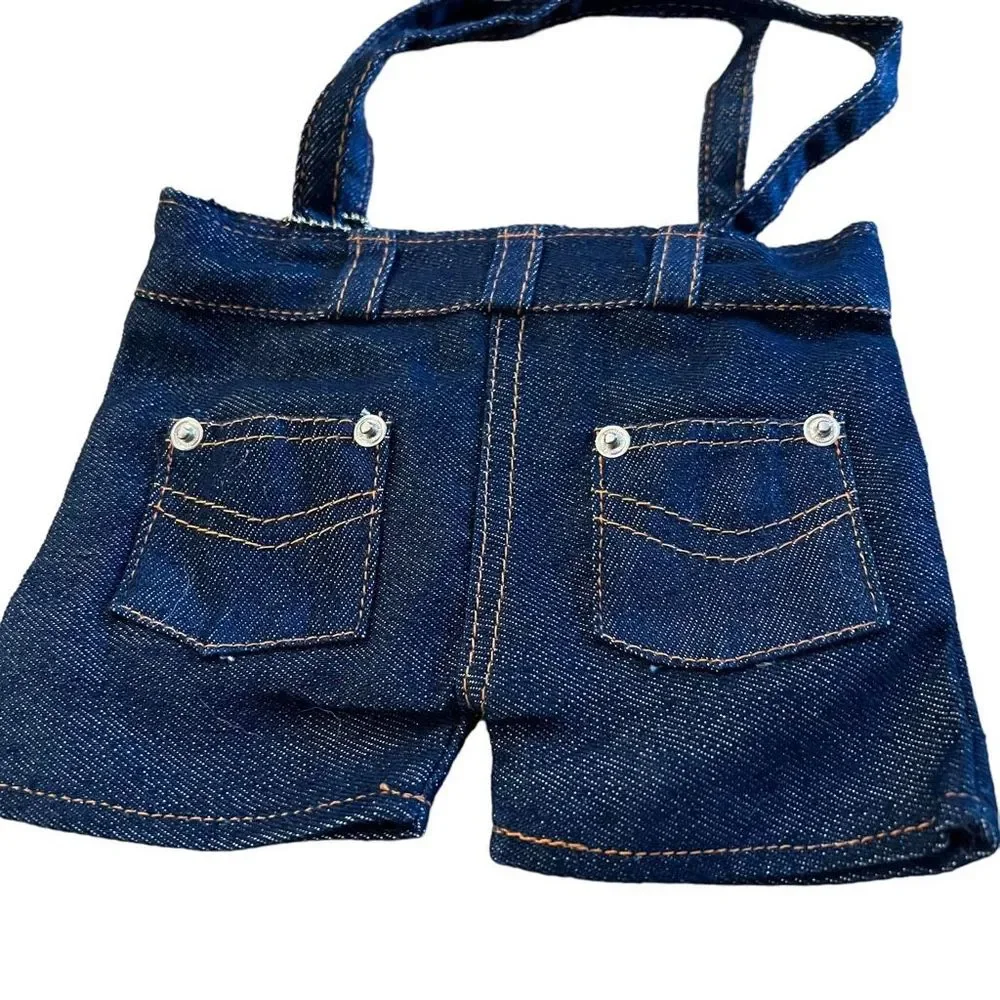 Small Blue Jean‎ Purse Handbag Zipper Closure Faux Lace Up Look Clutch Size Bag